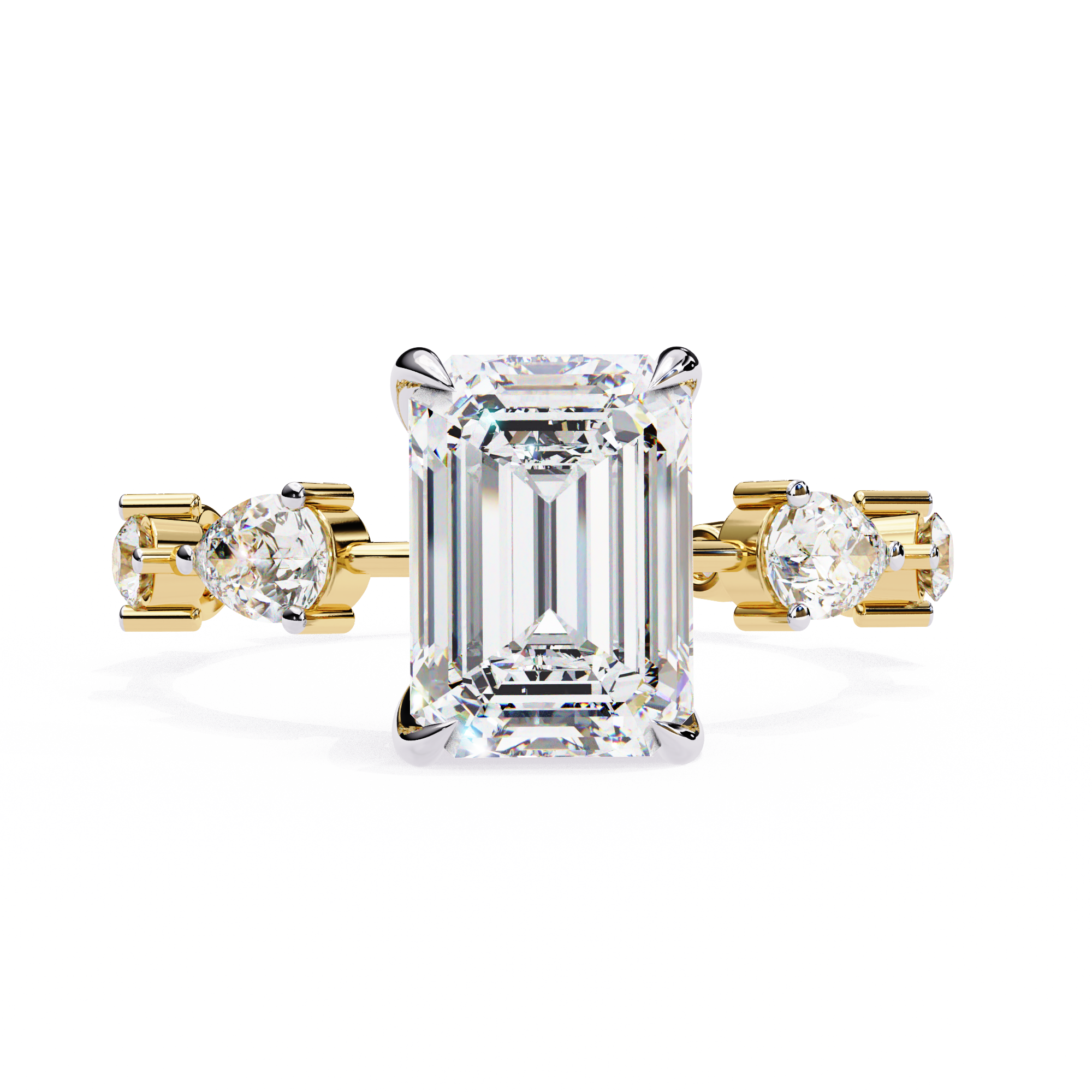 Timeless Sparkle Emerald Cut and Pear Shape Diamond Ring