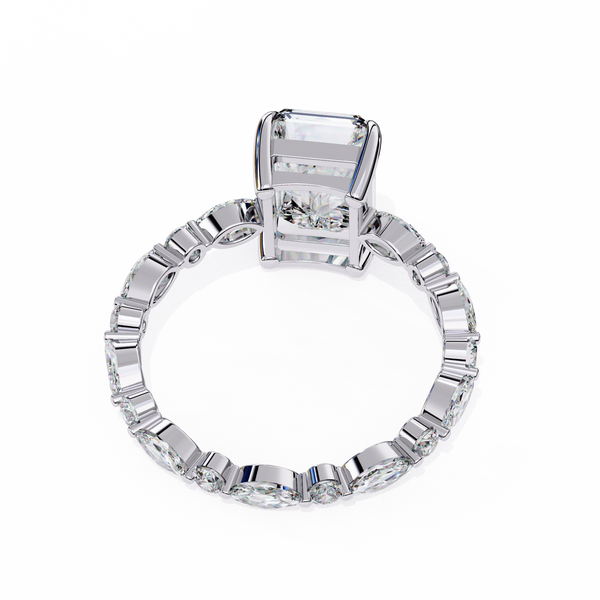 Radiant Cut Solitaire Ring with Accents