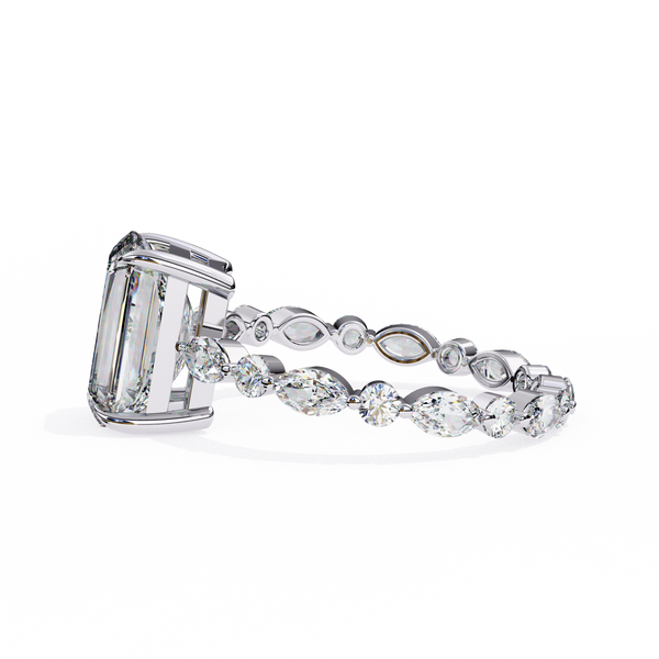 Radiant Cut Solitaire Ring with Accents