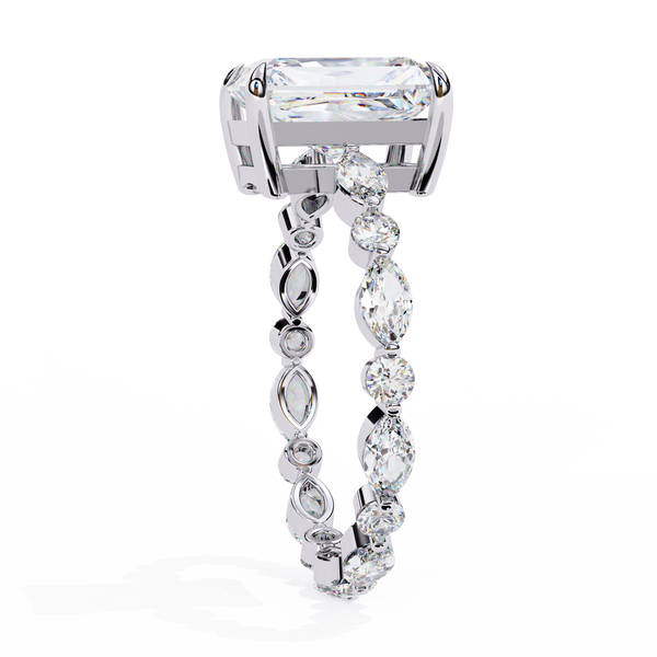 Radiant Cut Solitaire Ring with Accents