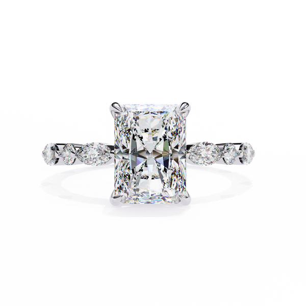 Radiant Cut Solitaire Ring with Accents