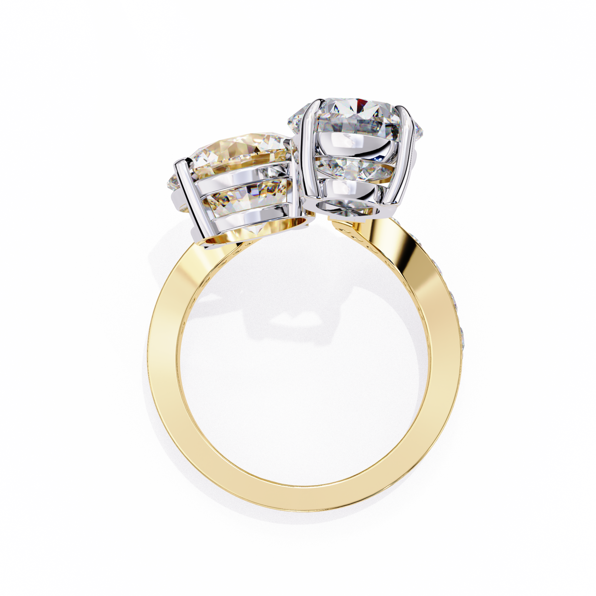 Bonnie Pear & Round Toi Et Moi Vintage Engagement Ring