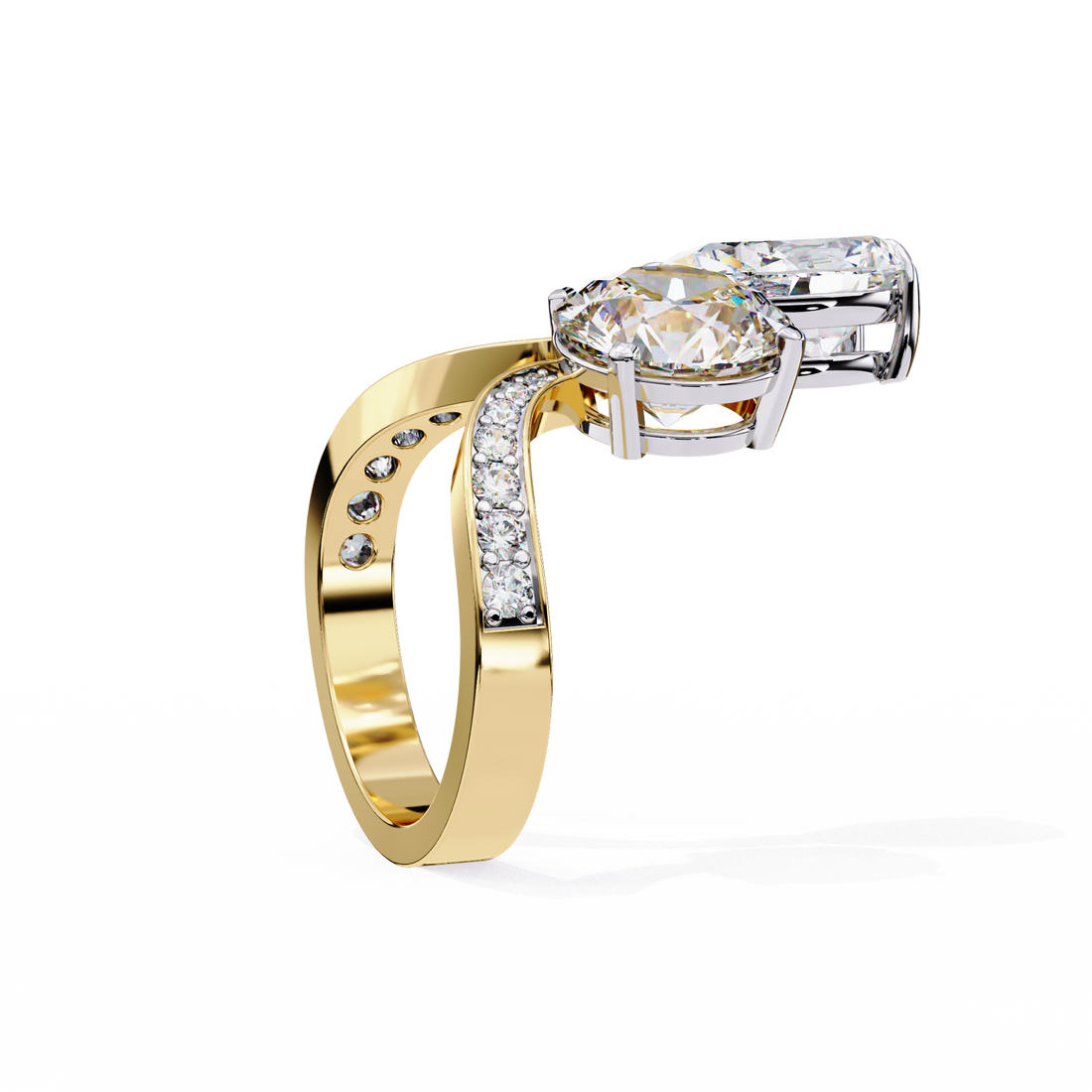 Bonnie Pear & Round Toi Et Moi Vintage Engagement Ring