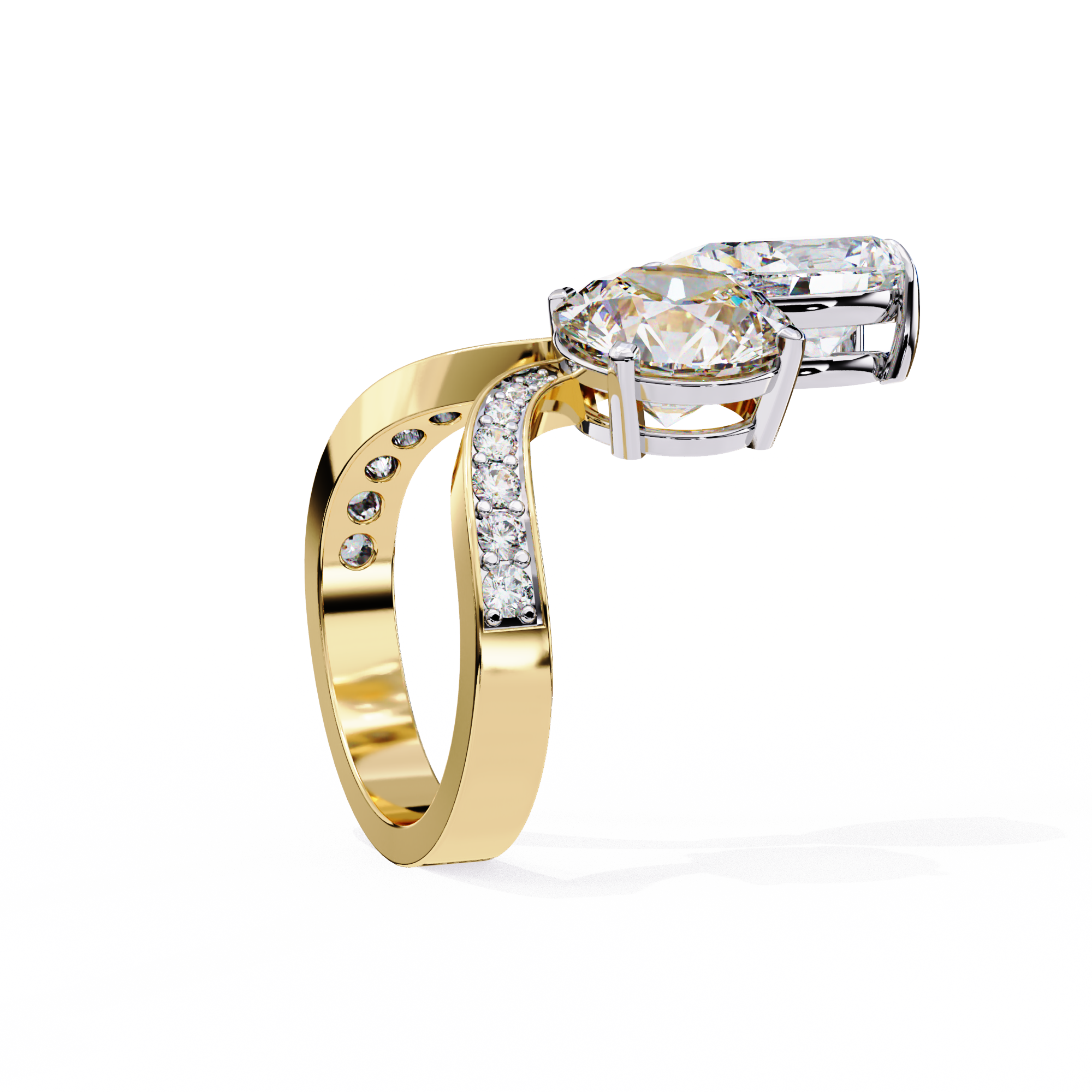 Bonnie Pear & Round Toi Et Moi Vintage Engagement Ring
