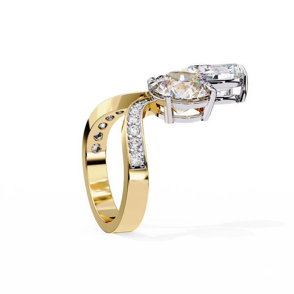 Bonnie Pear & Round Toi Et Moi Vintage Engagement Ring