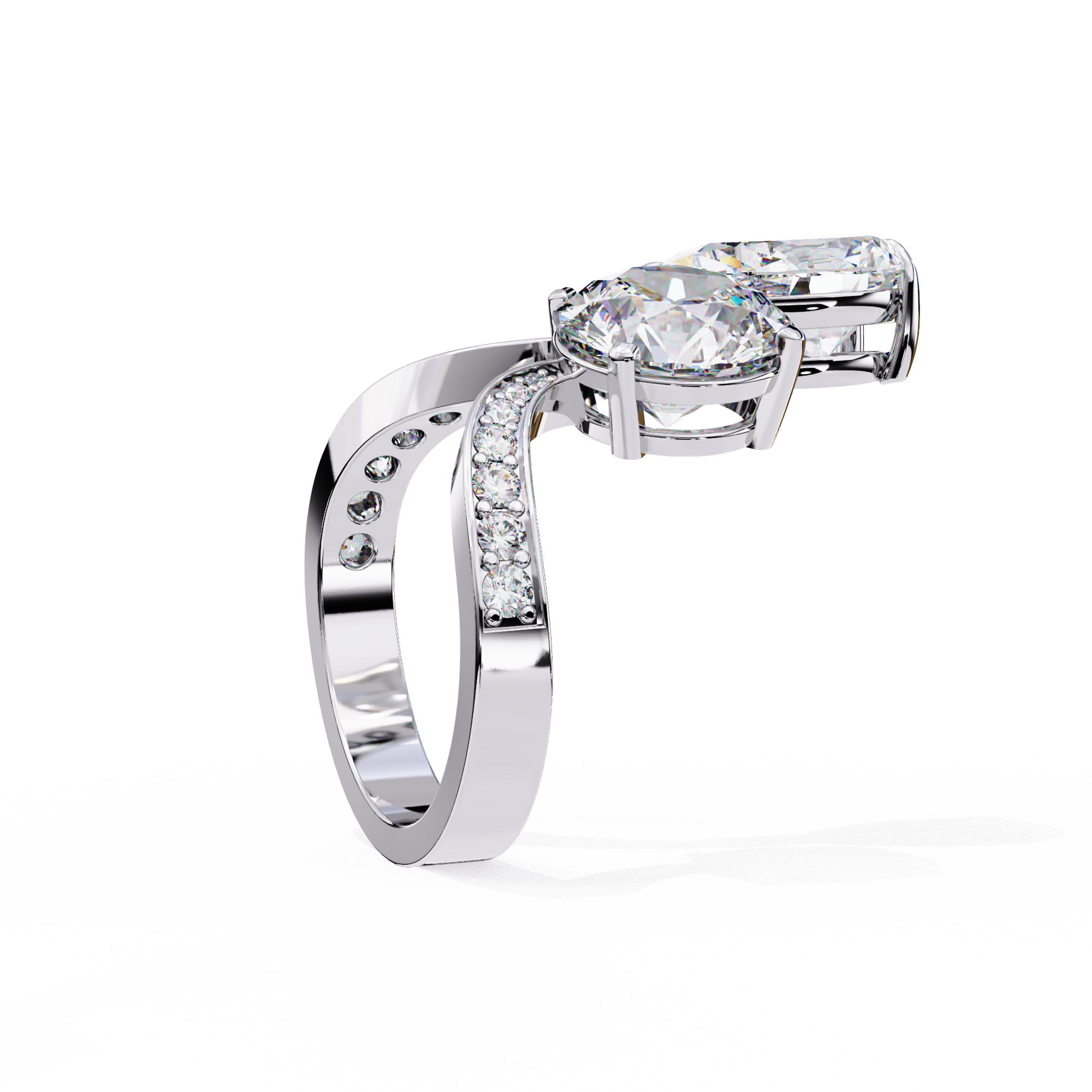 Bonnie Pear & Round Toi Et Moi Vintage Engagement Ring
