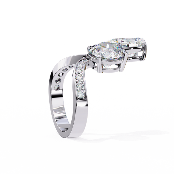 Bonnie Pear & Round Toi Et Moi Vintage Engagement Ring