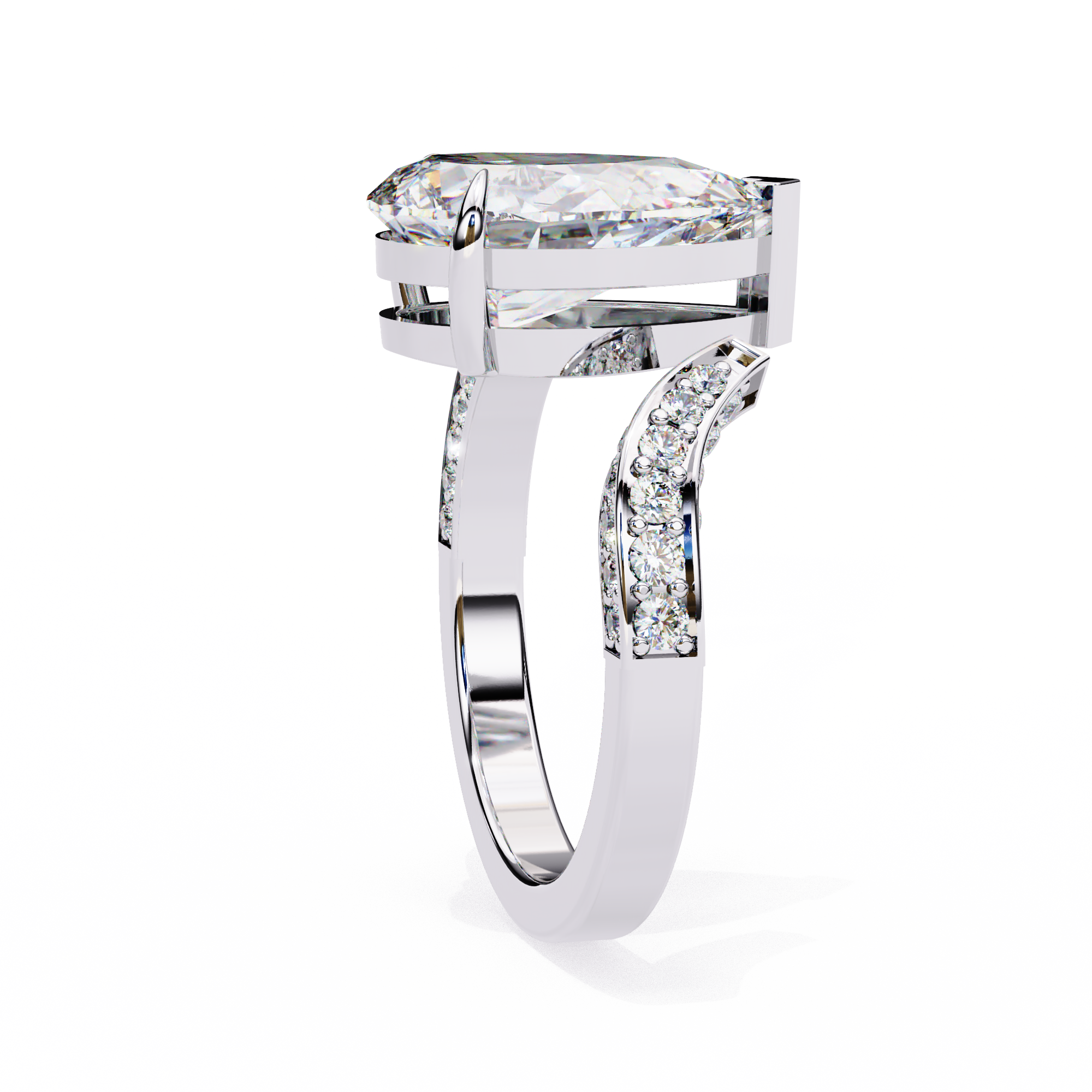 Split Shank pear shaped diamond ring