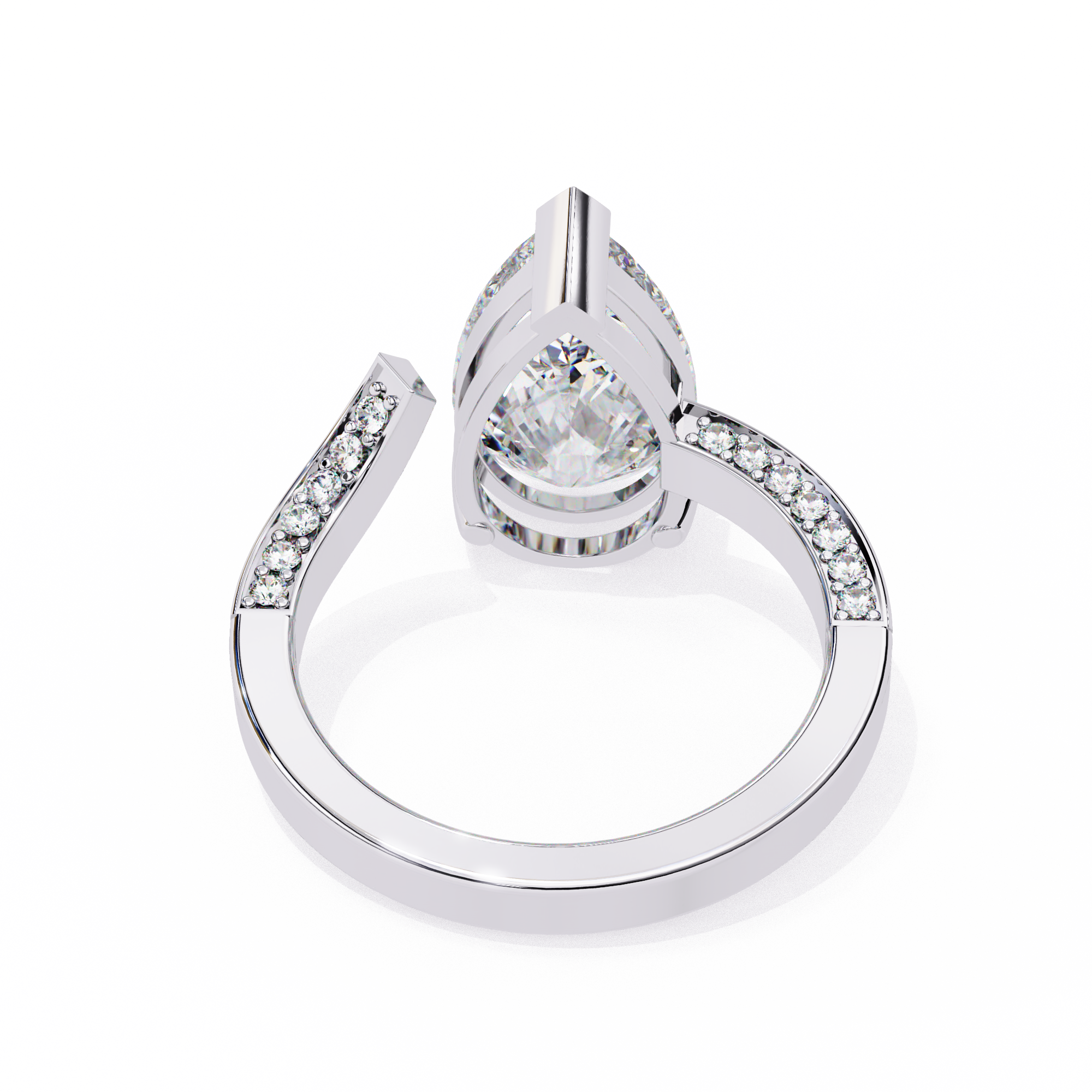 Split Shank pear shaped diamond ring