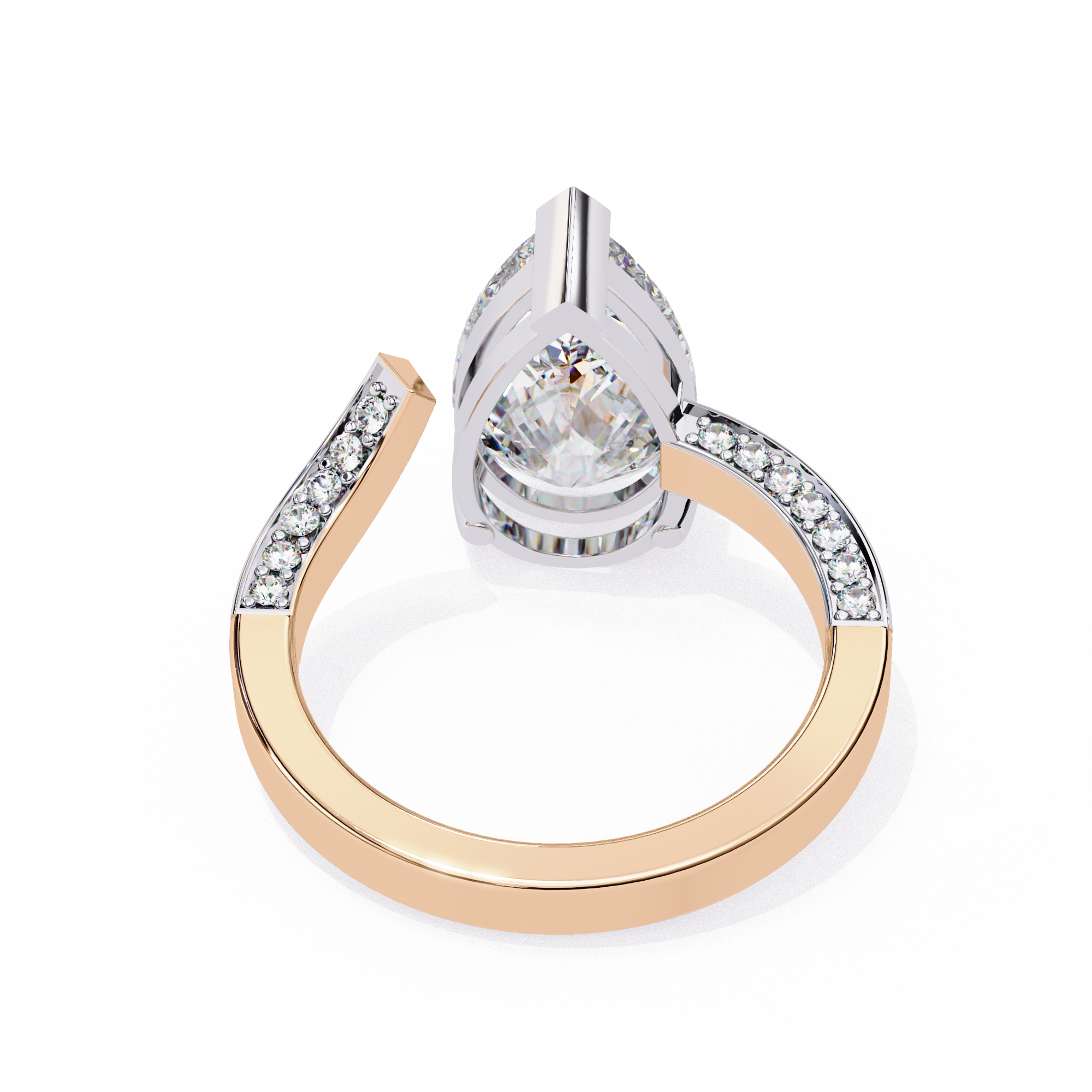 Split Shank pear shaped diamond ring