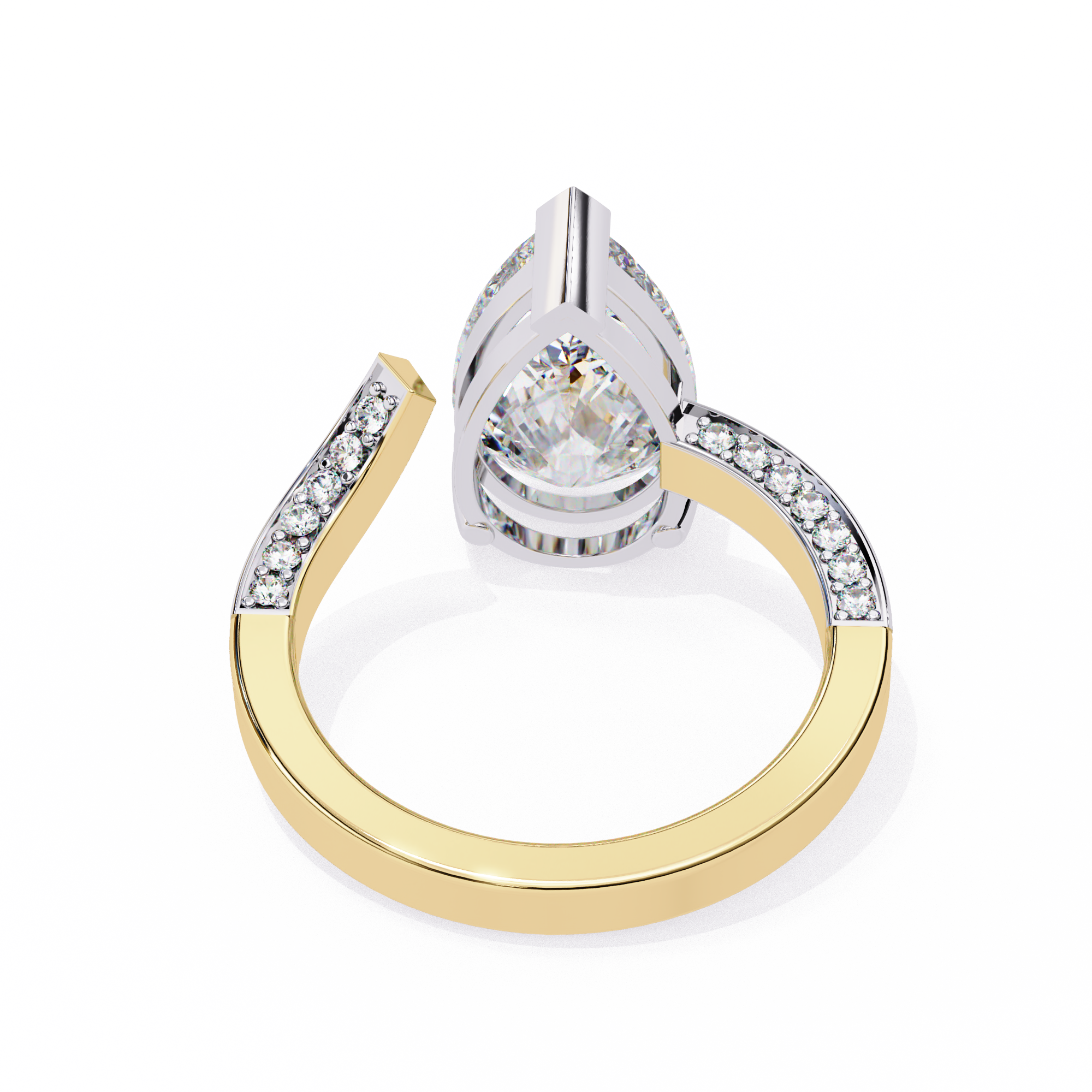 Split Shank pear shaped diamond ring