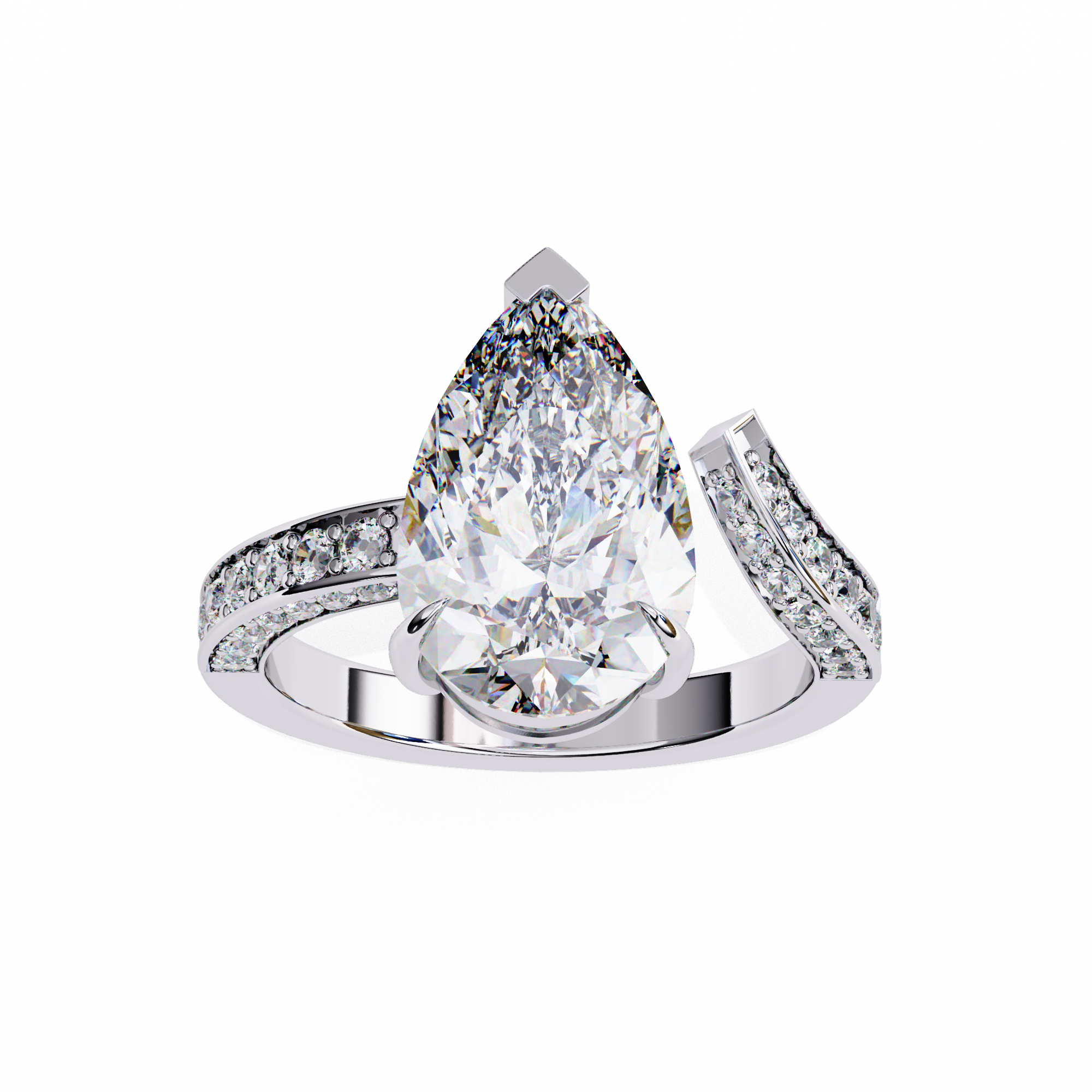 Split Shank pear shaped diamond ring