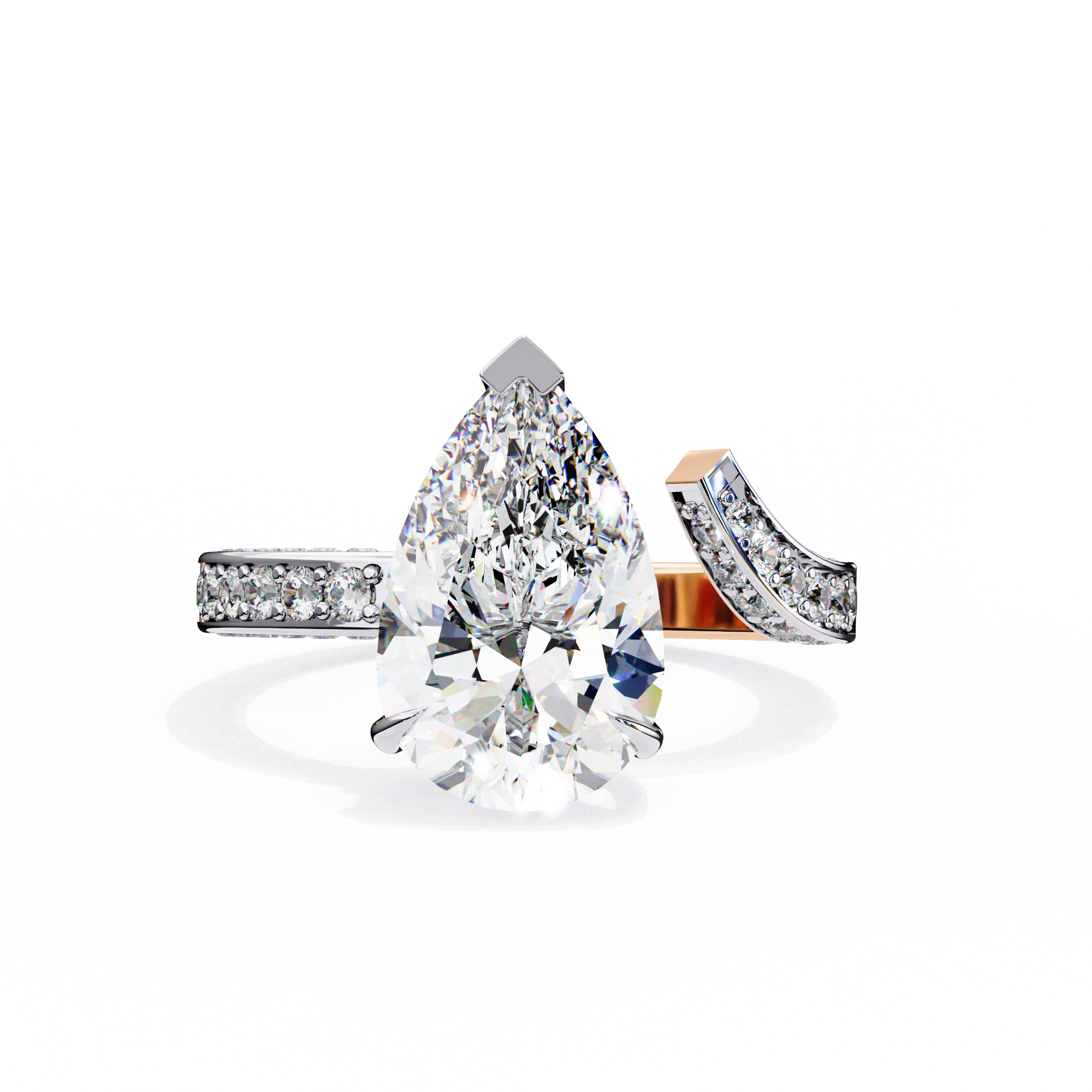 Split Shank pear shaped diamond ring