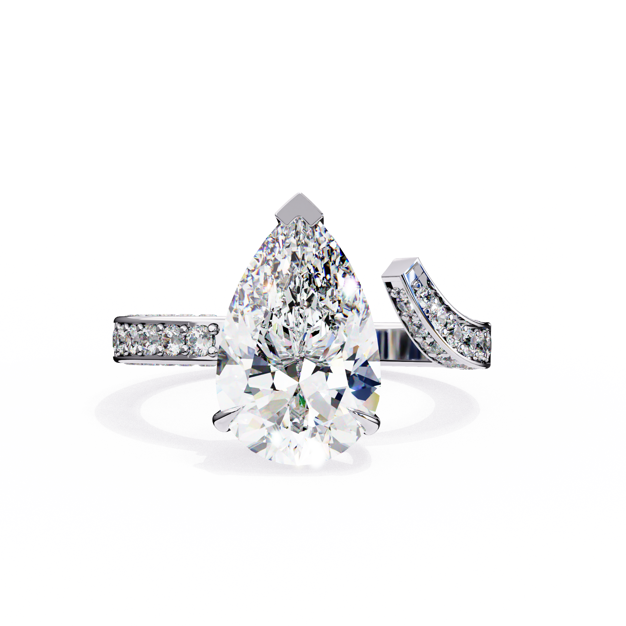Split Shank pear shaped diamond ring