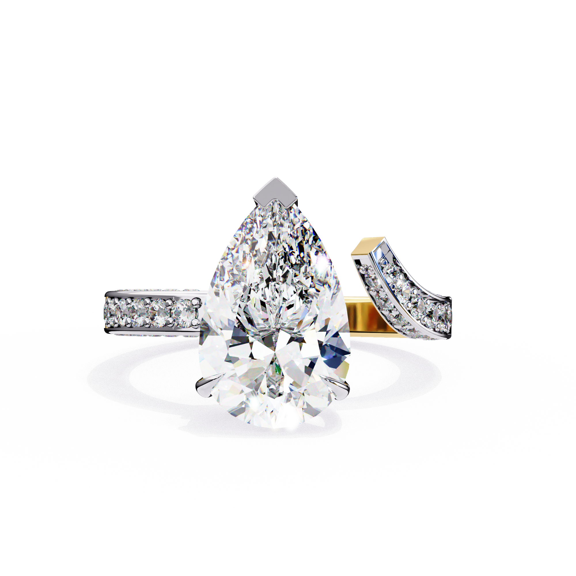 Split Shank pear shaped diamond ring