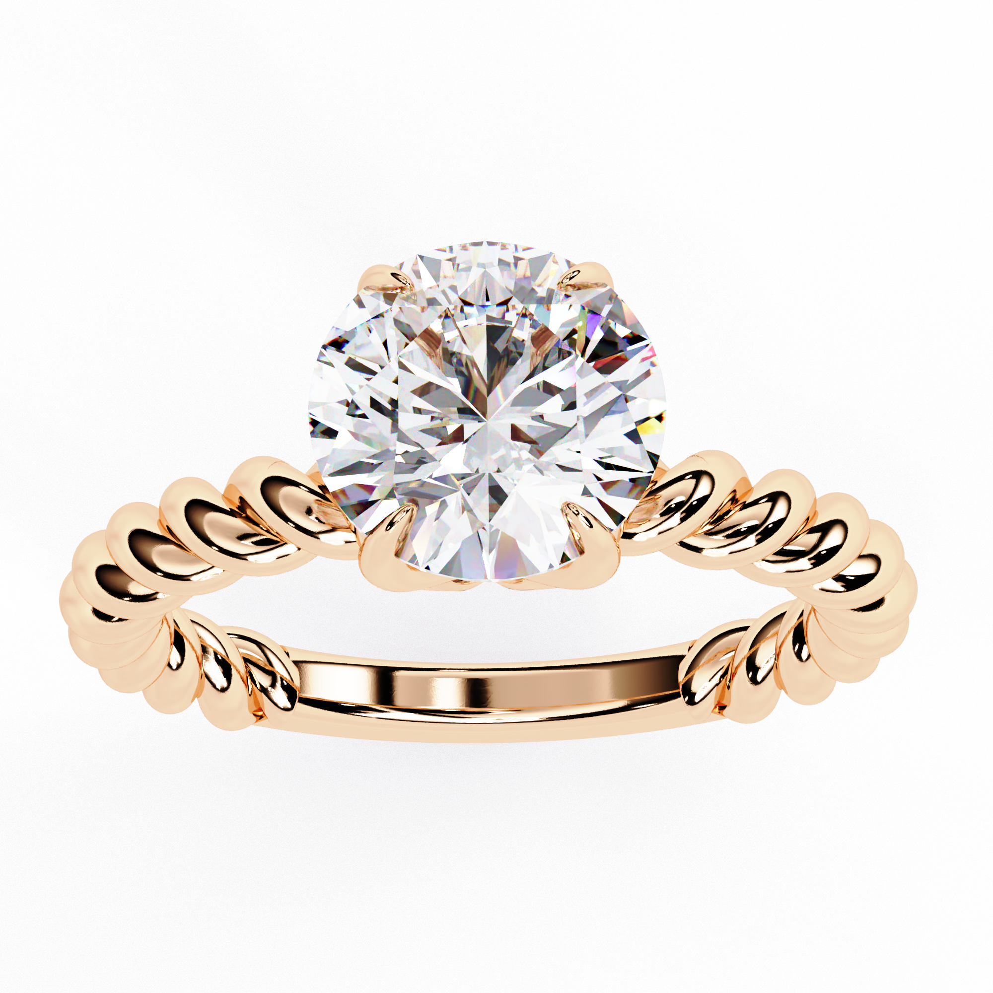 Unique Twisted Rope Solitaire Ring