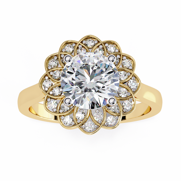 Exquisite Floral Halo Engagement Ring