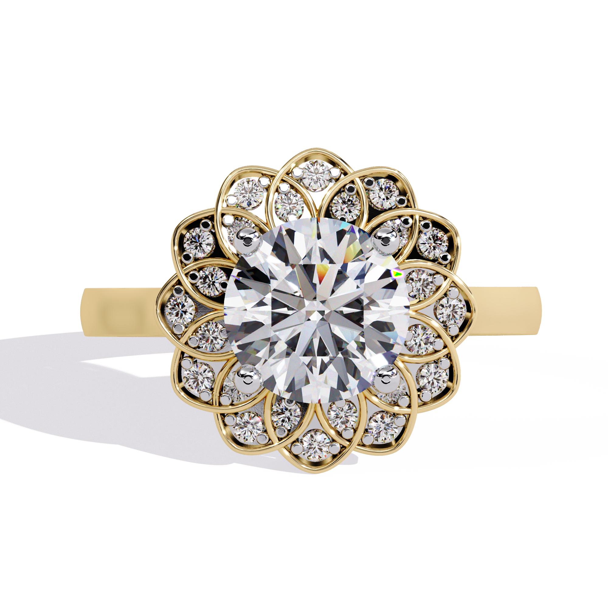Sparkling Diamond Floral Halo Ring