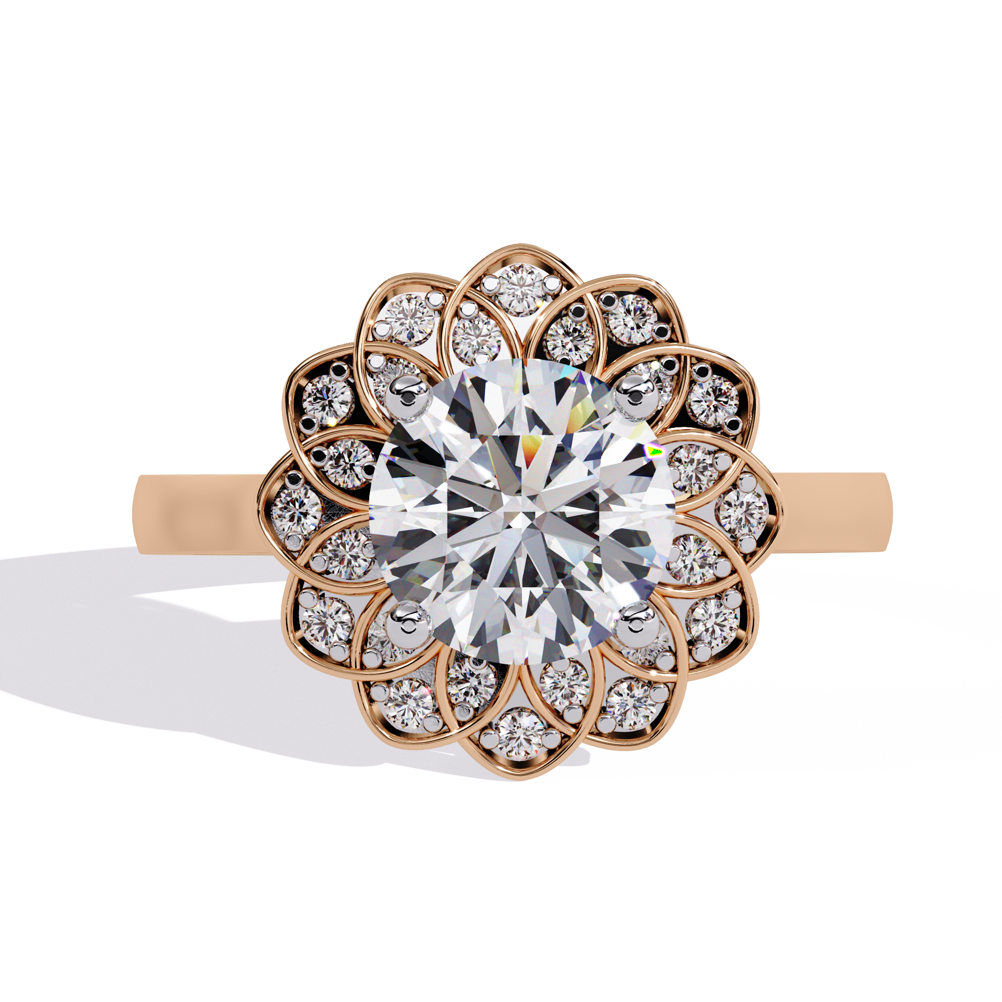 Sparkling Diamond Floral Halo Ring