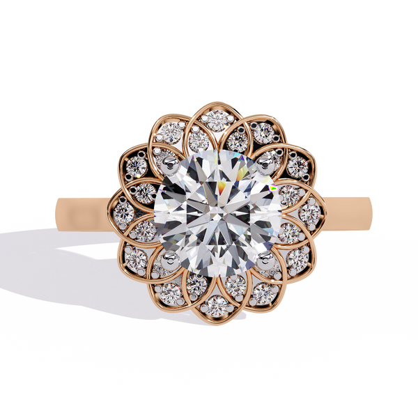 Sparkling Diamond Floral Halo Ring