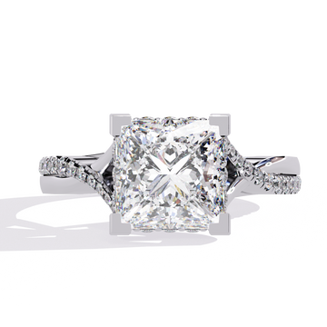 ternate Princess Twisted Engagement Ring with Pave Set Side Stones