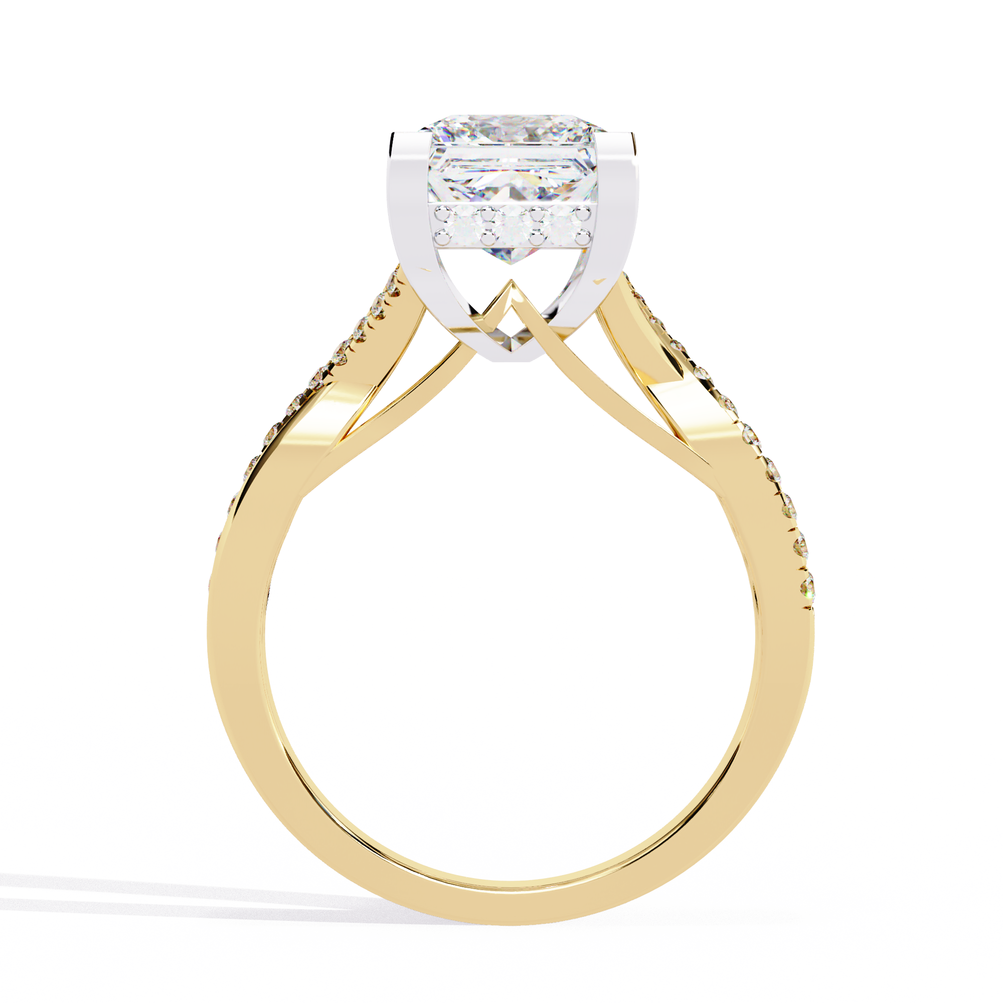 ternate Princess Twisted Engagement Ring with Pave Set Side Stones