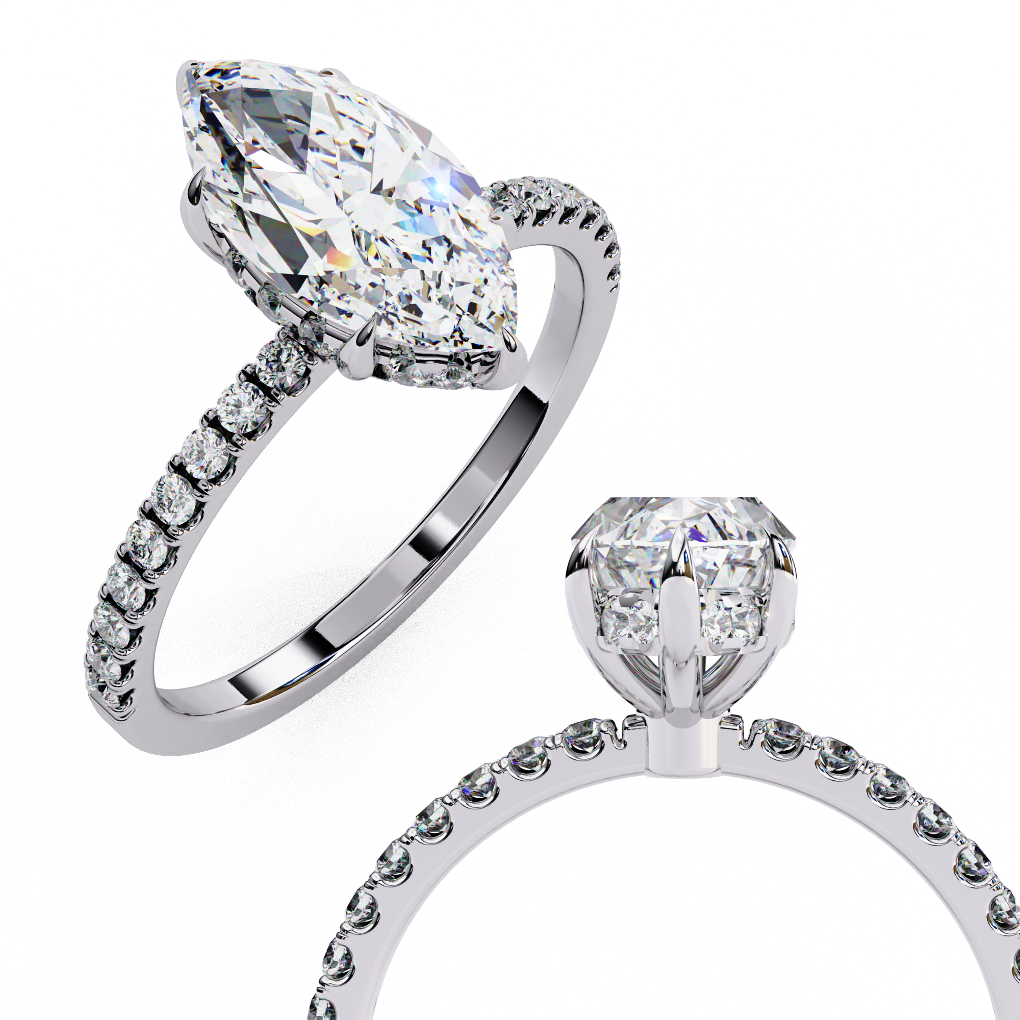 Sparkling Marquise Cut Engagement Ring
