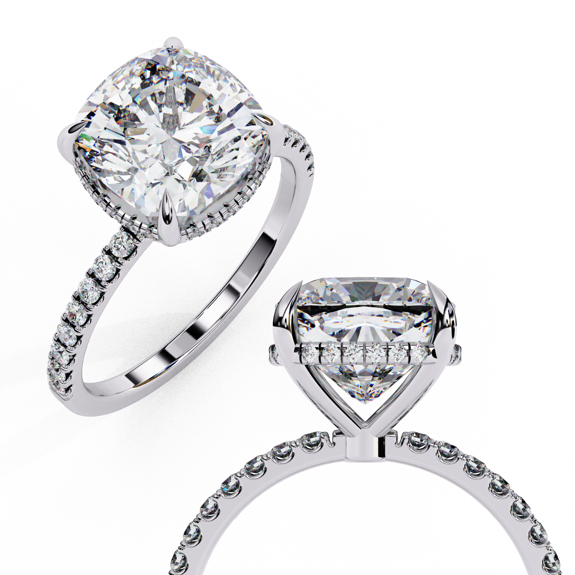 Eternal Glow-Cushion-Cut with Hidden Halo
