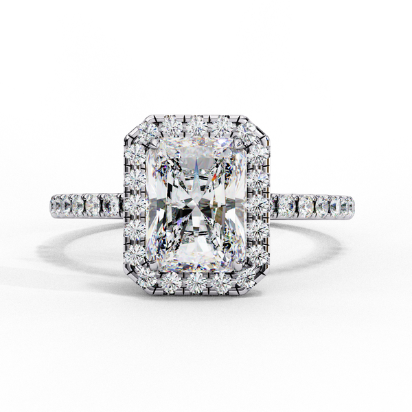 Mira Radiant-Cut Diamond Solitaire Ring with Halo