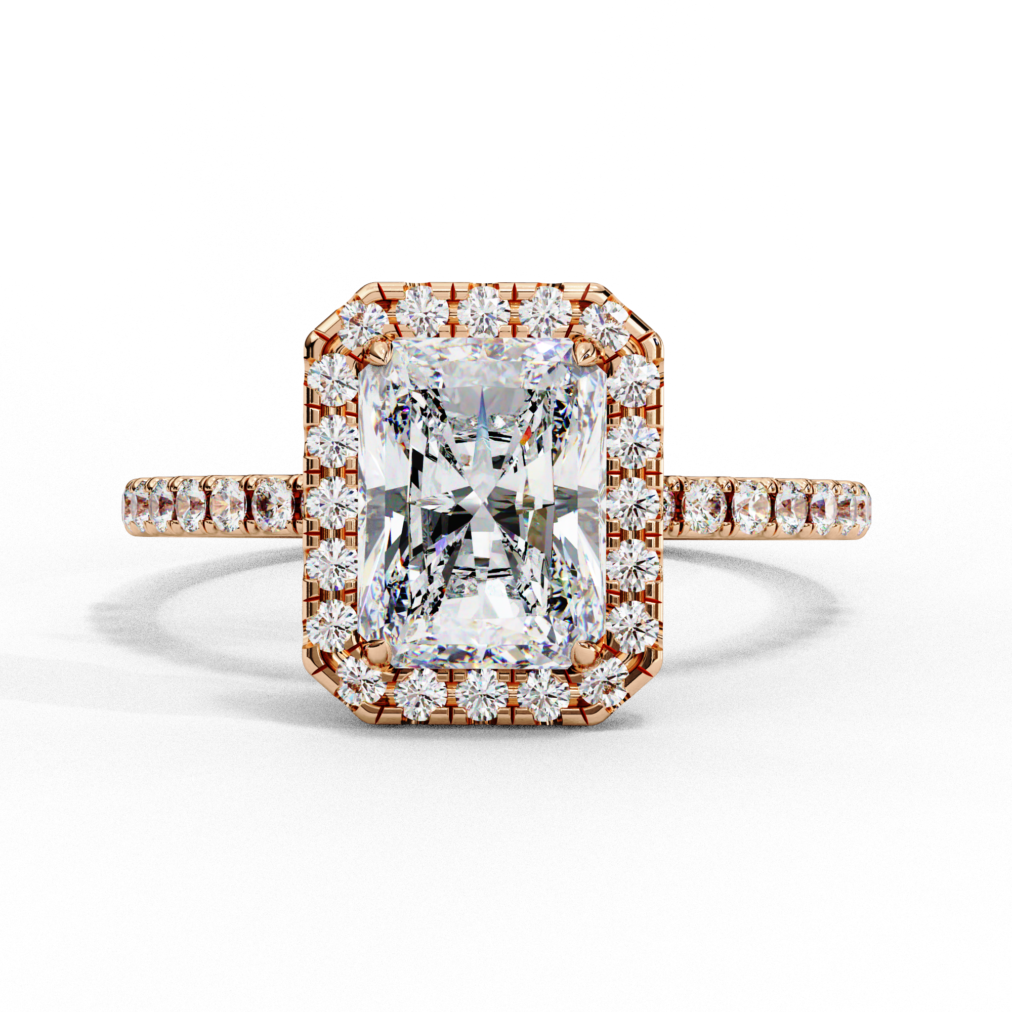 Mira Radiant-Cut Diamond Solitaire Ring with Halo