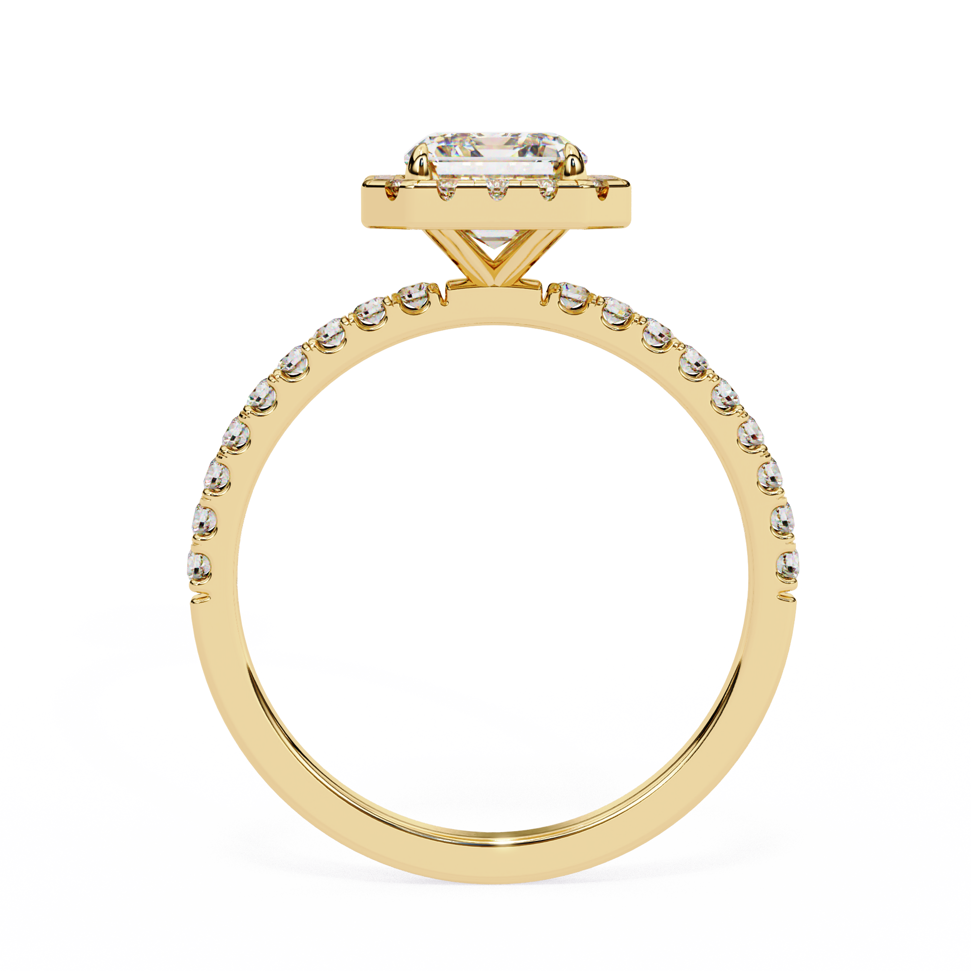Mira Radiant-Cut Diamond Solitaire Ring with Halo