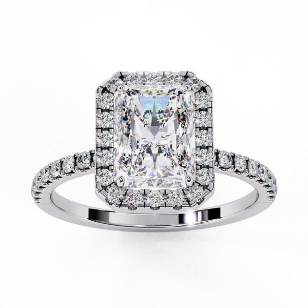 Mira Radiant-Cut Diamond Solitaire Ring with Halo