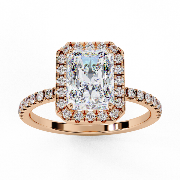Mira Radiant-Cut Diamond Solitaire Ring with Halo