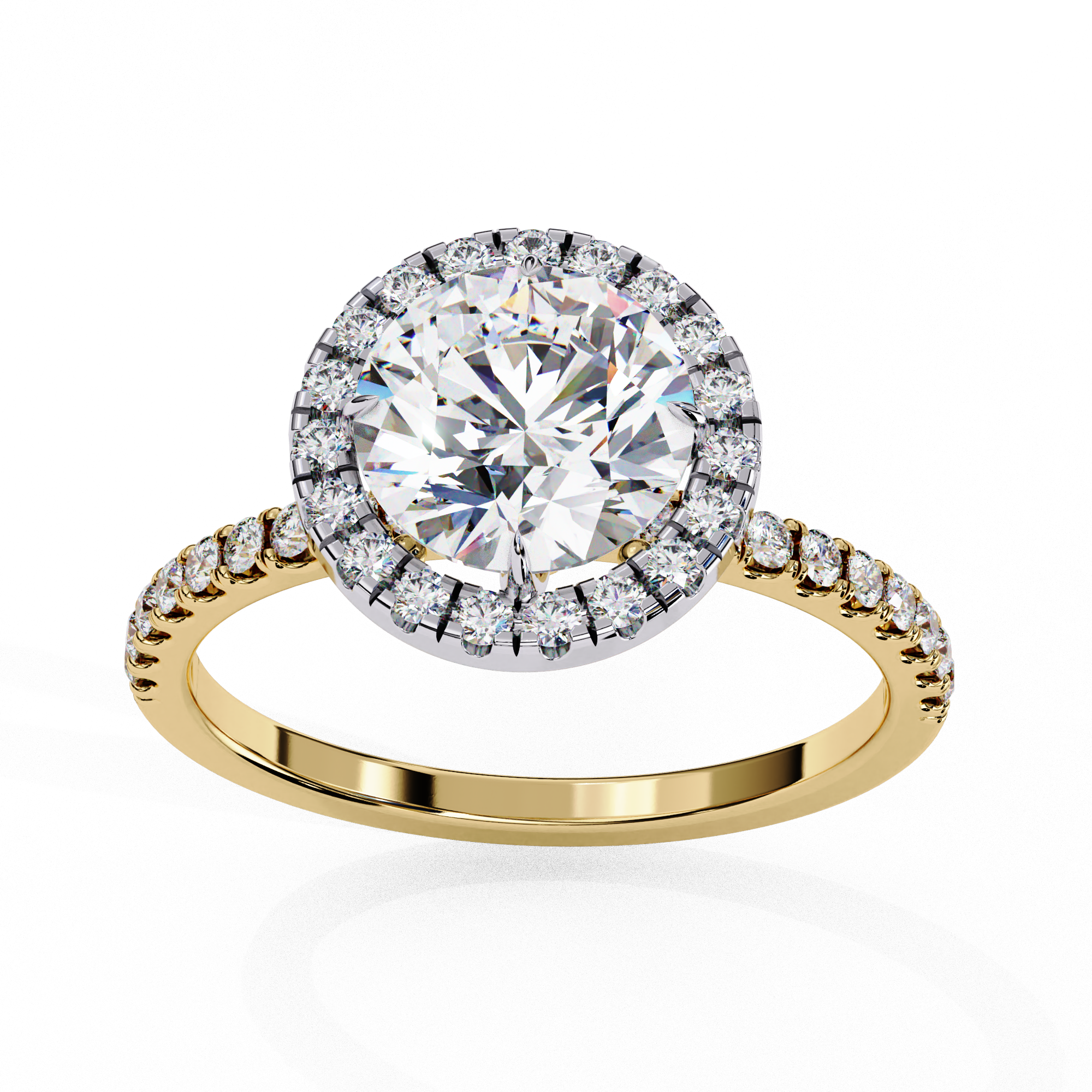 Dazzling Halo Solitaire Ring with Diamond Accents