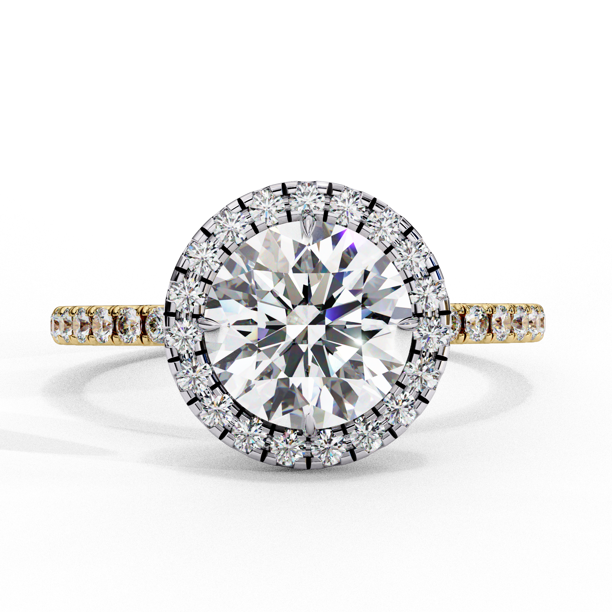 Dazzling Halo Solitaire Ring with Diamond Accents