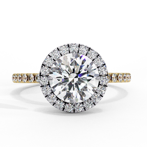 Dazzling Halo Solitaire Ring with Diamond Accents