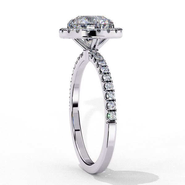 Dazzling Halo Solitaire Ring with Diamond Accents