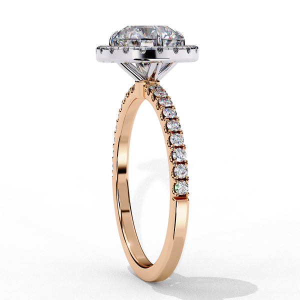 Dazzling Halo Solitaire Ring with Diamond Accents