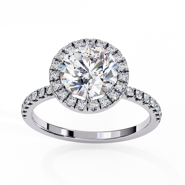 Dazzling Halo Solitaire Ring with Diamond Accents