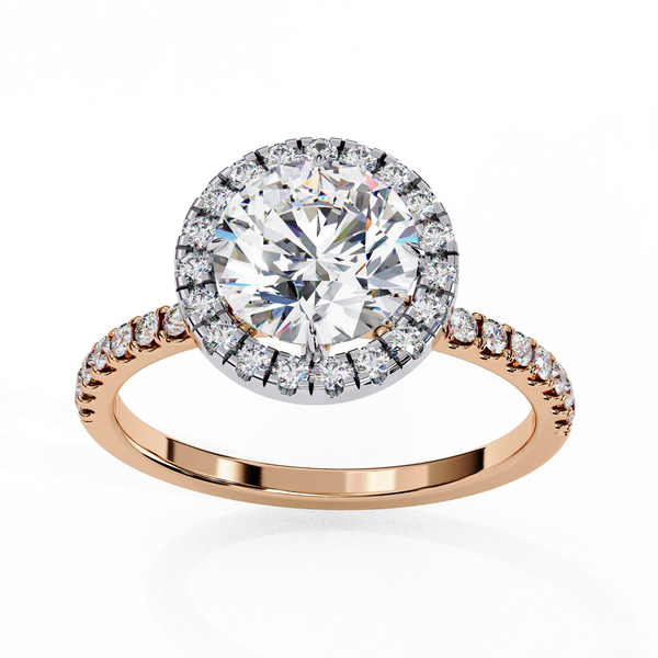 Dazzling Halo Solitaire Ring with Diamond Accents