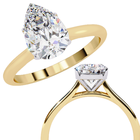 Elegant Pear Rectangular Diamond Ring