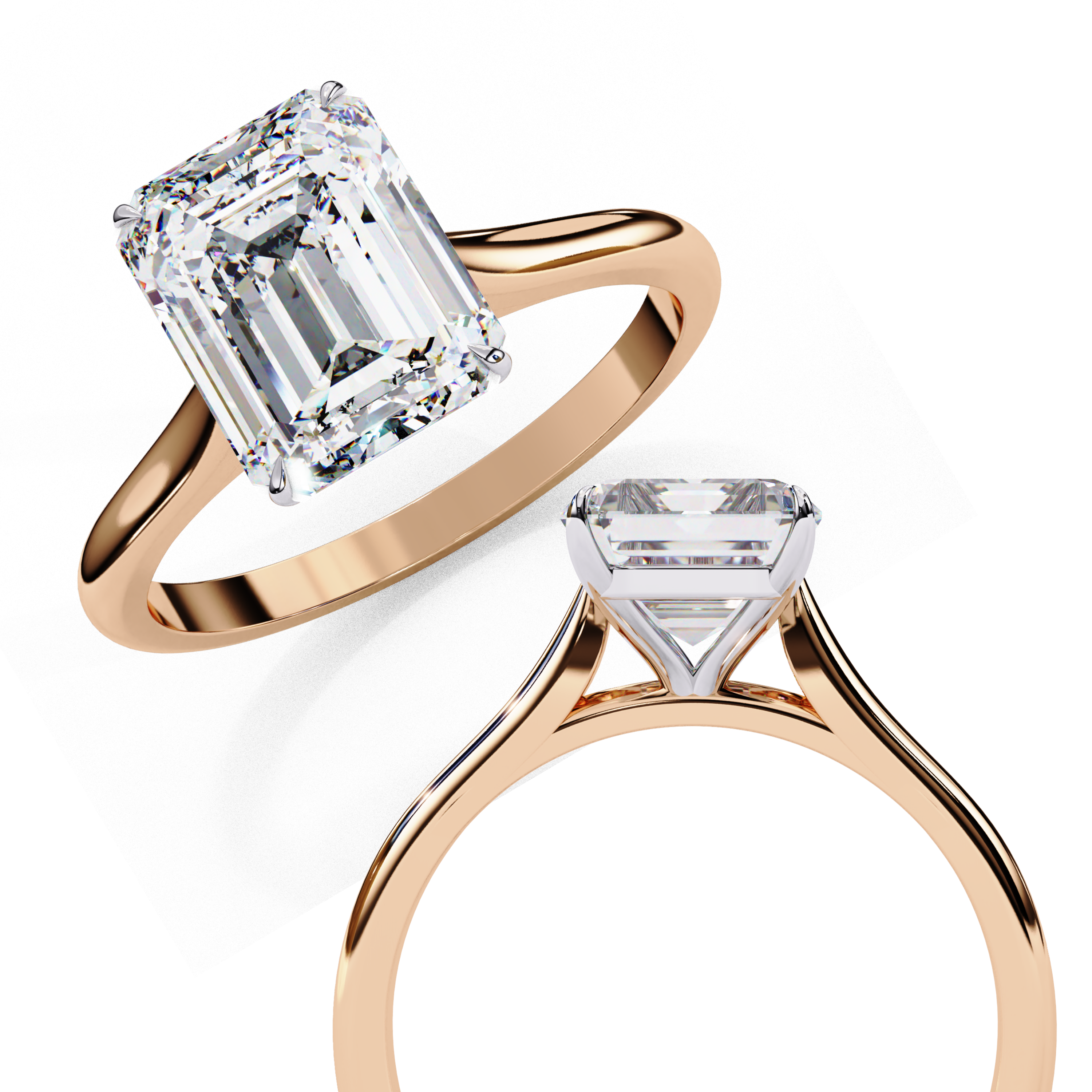 Elegant Emerald Rectangular Diamond Ring