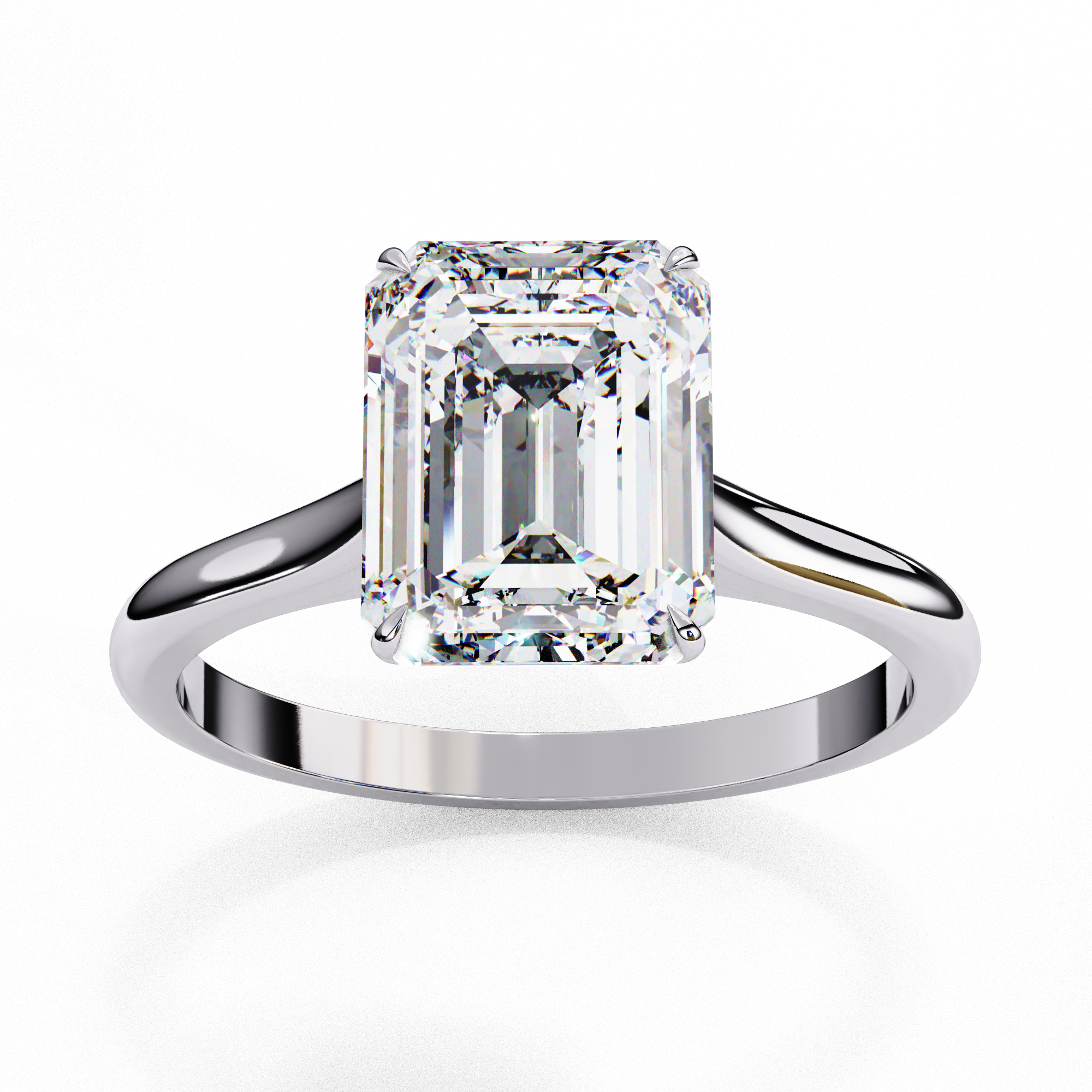 Elegant Emerald Rectangular Diamond Ring