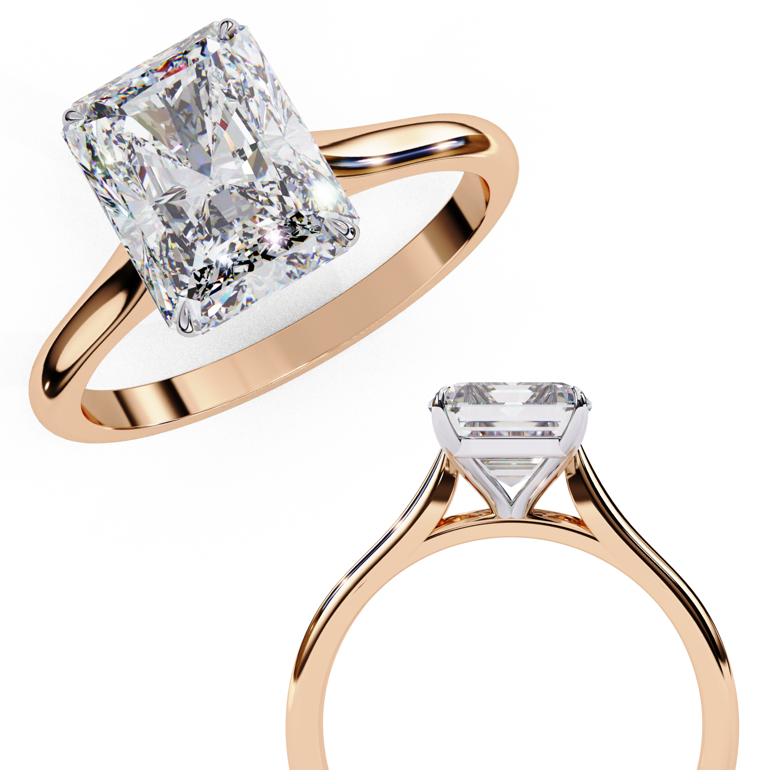 Elegant Radiant Rectangular Diamond Ring