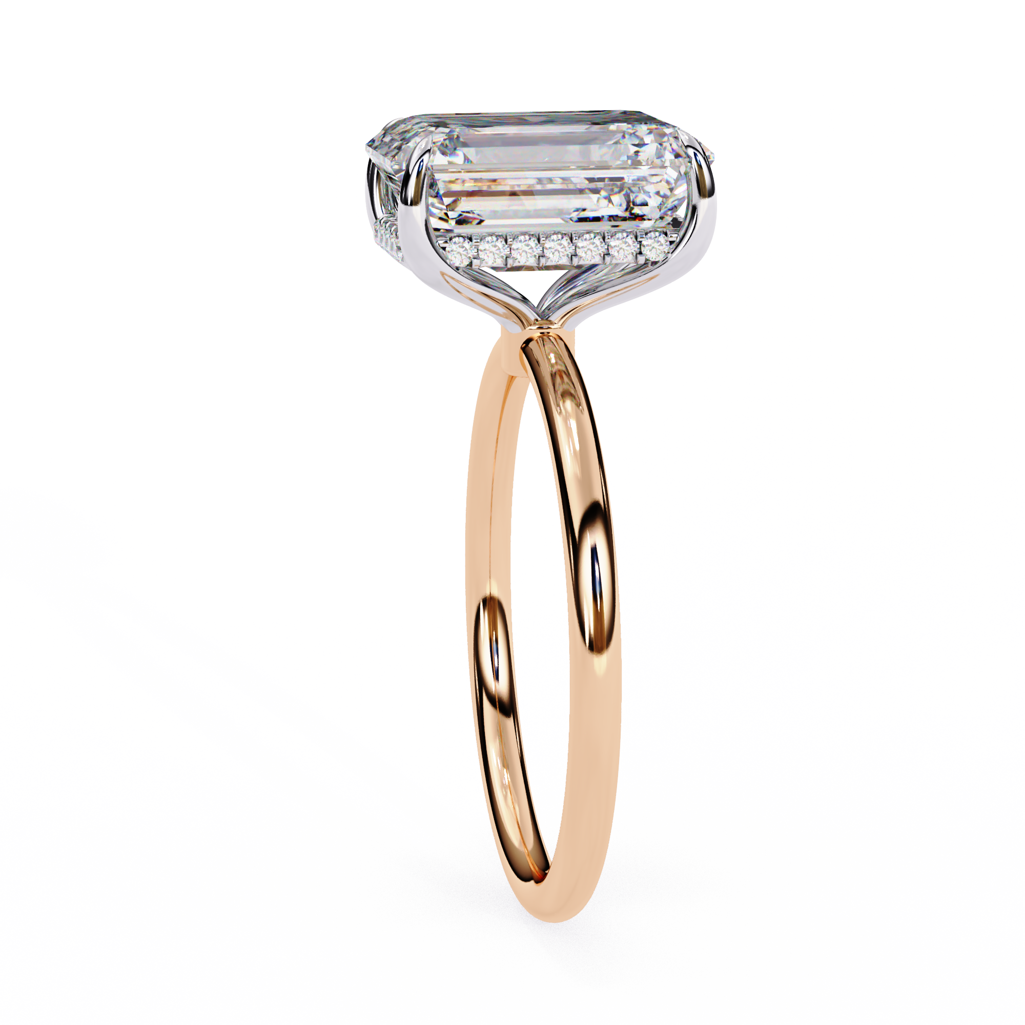 Unique Radiant Cut with Hidden Halo Solitaire Ring