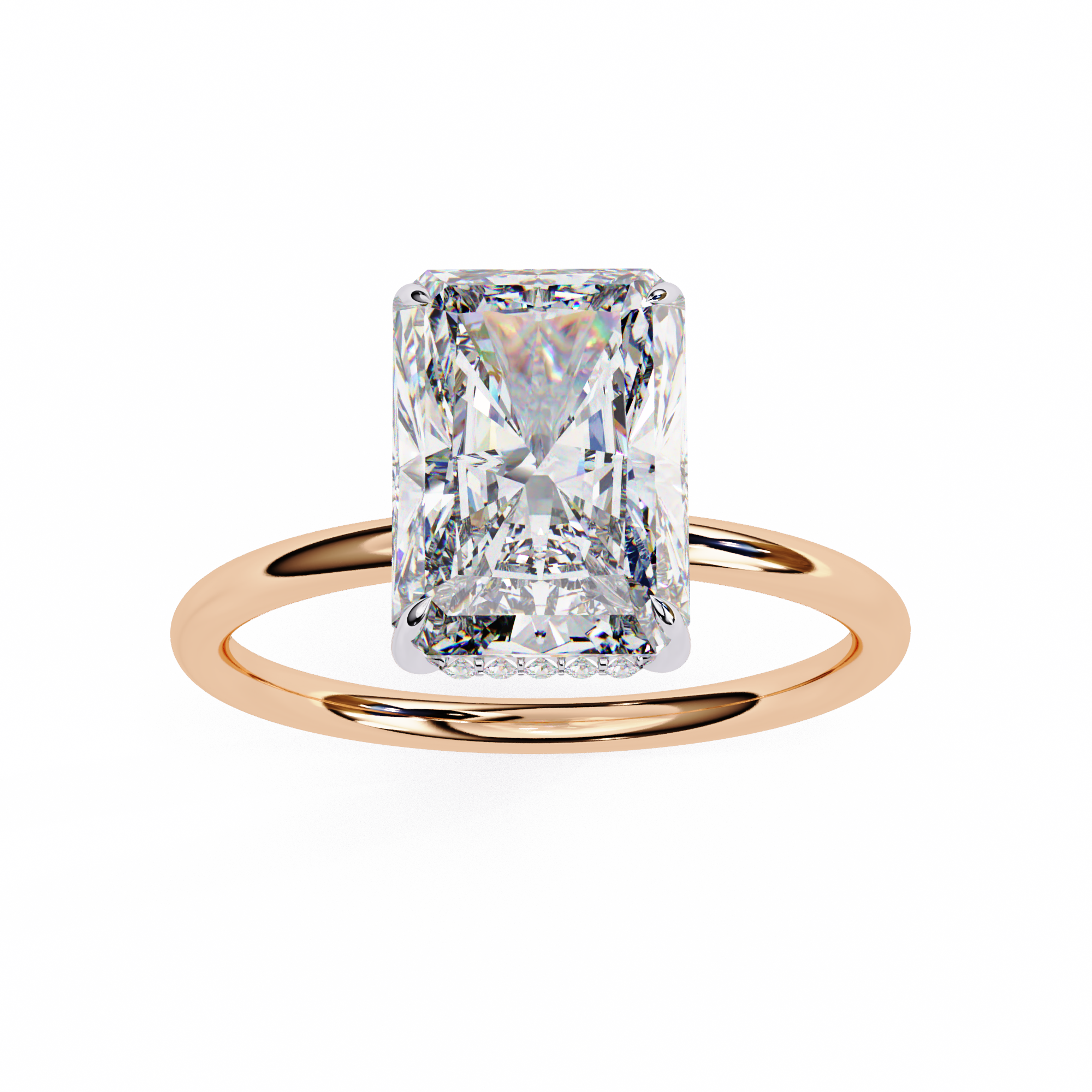 Unique Radiant Cut with Hidden Halo Solitaire Ring