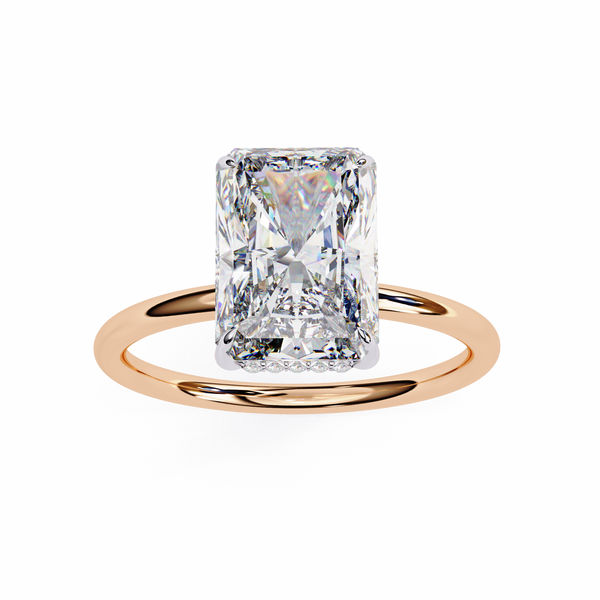 Unique Radiant Cut with Hidden Halo Solitaire Ring
