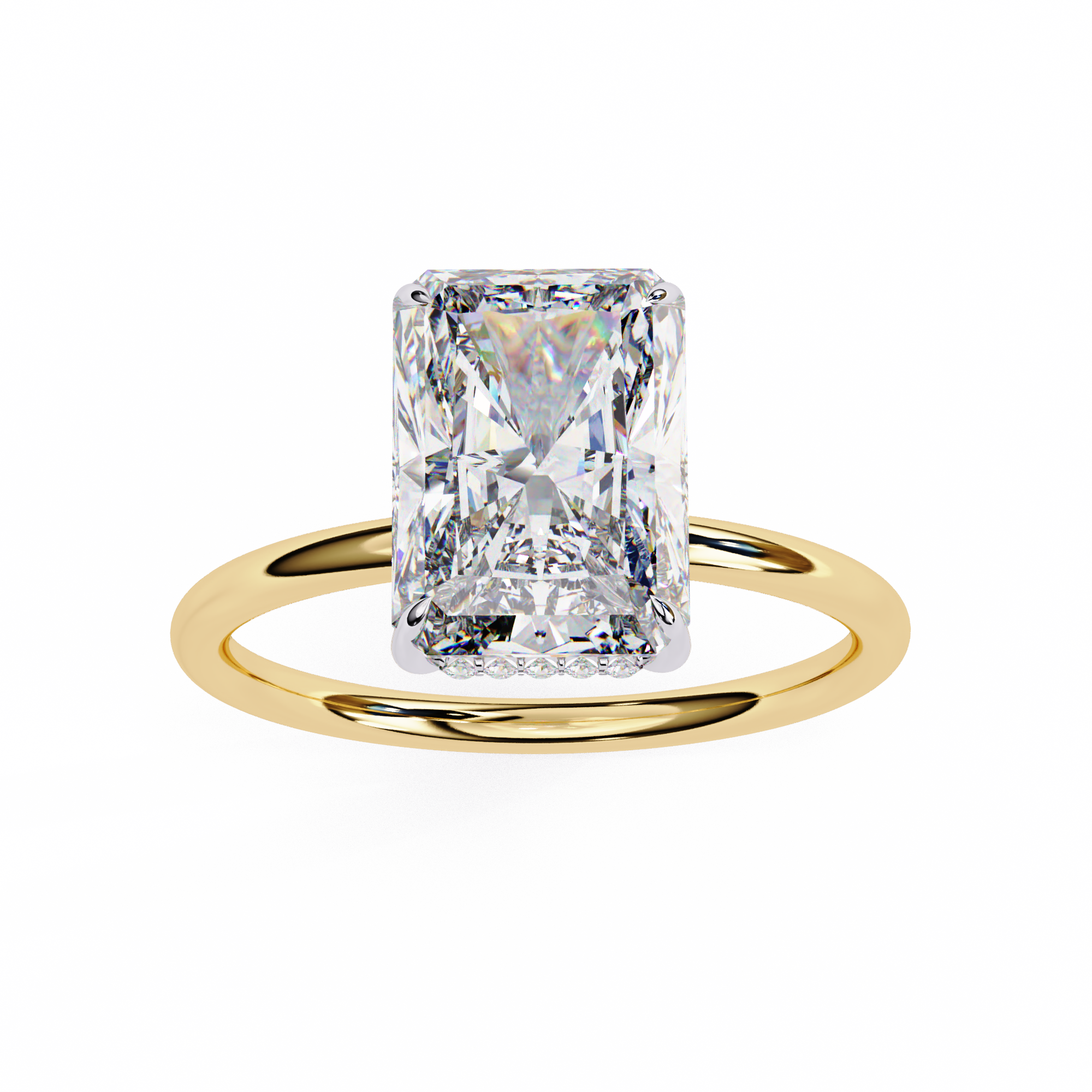 Unique Radiant Cut with Hidden Halo Solitaire Ring