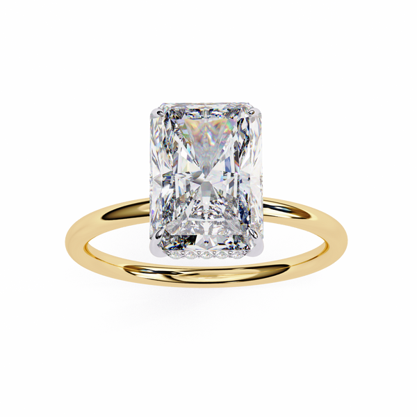 Unique Radiant Cut with Hidden Halo Solitaire Ring