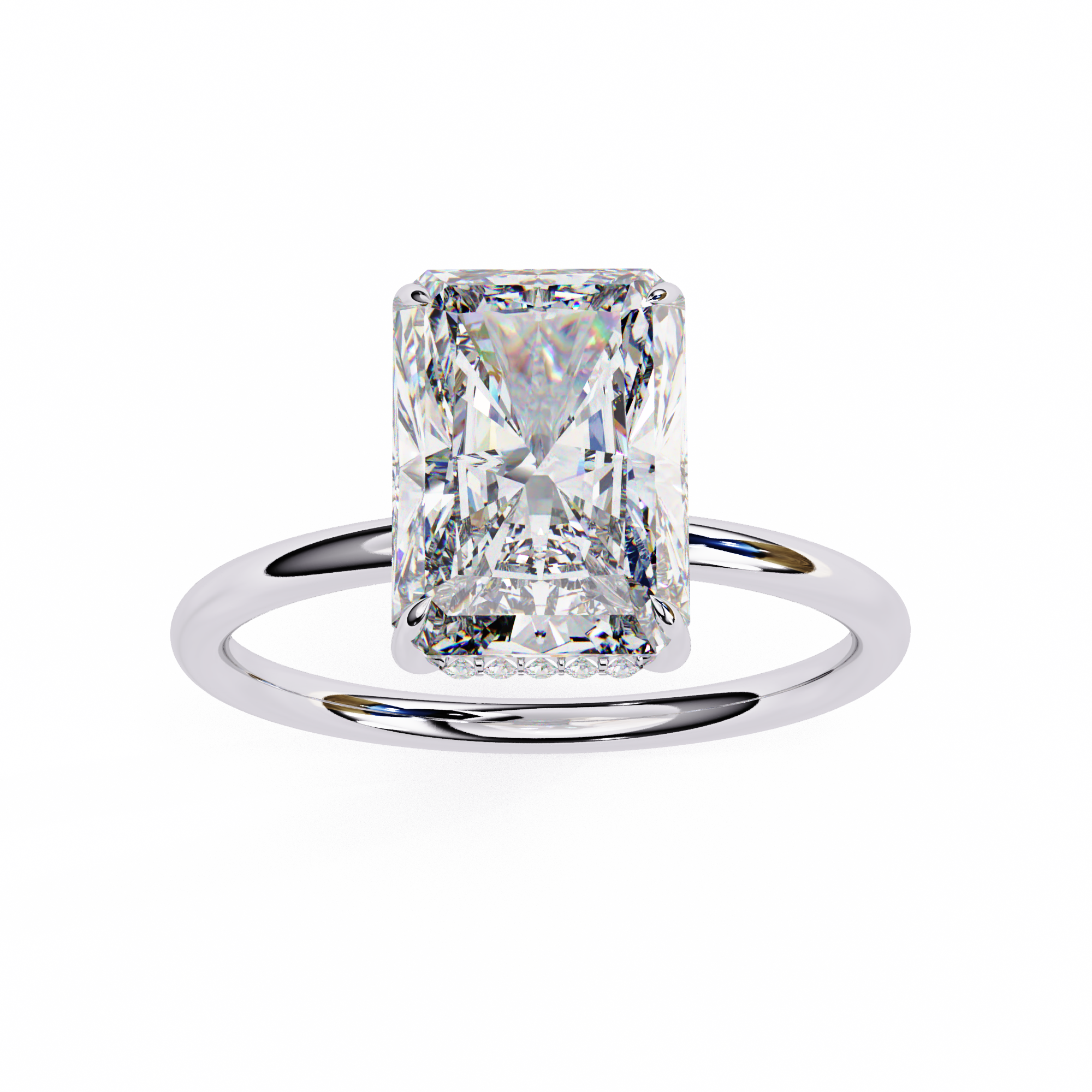Unique Radiant Cut with Hidden Halo Solitaire Ring